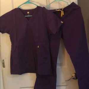 S purple scrub set